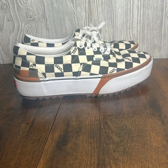 Vans Era Stacked Low Top White Canvas Checkerboard Thick Sol Men 9.5 NWOT